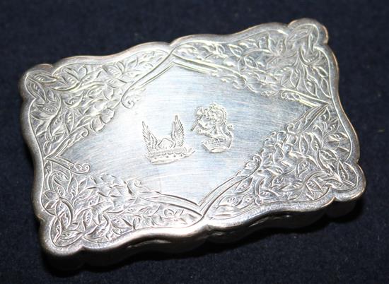 A Victorian silver snuff box by George Unite, 2.75in.